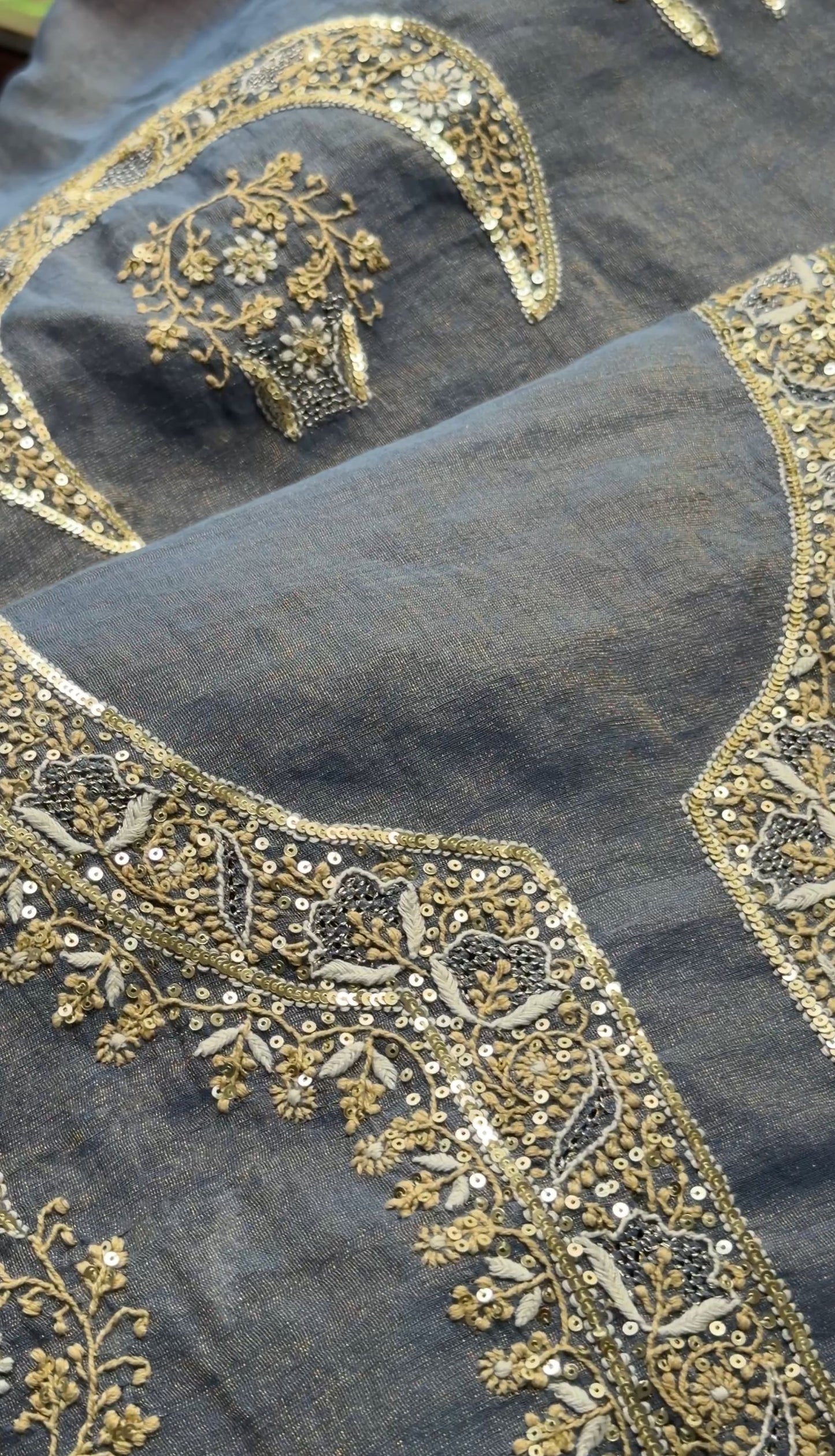 The Celestial "Chand" Ensemble | Pure Tissue Chanderi Silk Hand-Embroidered Chikankari Set