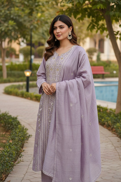 Pure Tussar Silk Chikankari with Embellishments | Eternal Craftsmanship