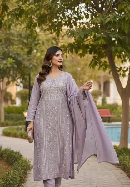 Pure Tussar Silk Chikankari with Embellishments | Eternal Craftsmanship