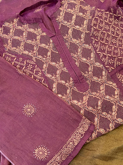 Deep Plum Anarkali with Chikankari, Kasab Haath Jaali and Mukaish