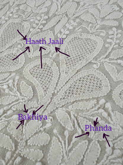 Pure Georgette Palazzo with Chikankari & Haath Jaali